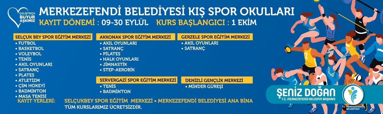 MERKEZEFENDİ, KIŞ SPOR OKULLARI 1 EKİM’DE BAŞLIYOR…