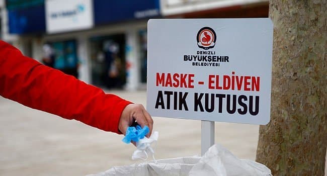 BÜYÜKŞEHİRDEN MASKE VE ELDİVENLER İÇİN ATIK KUTUSU