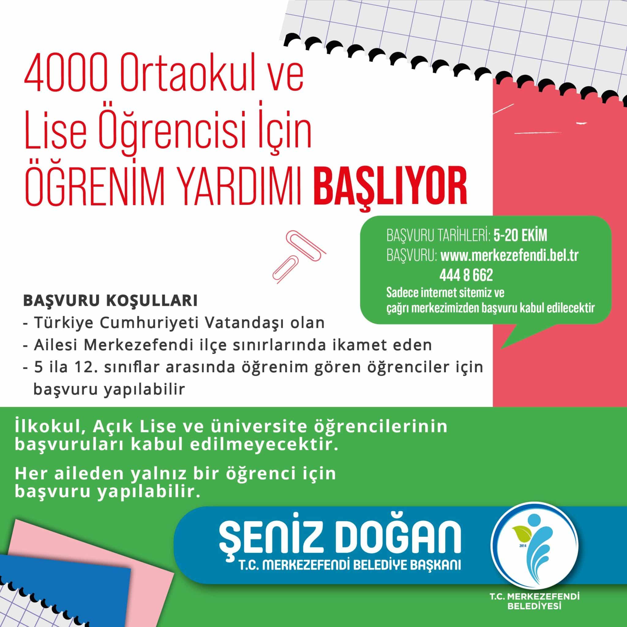 MERKEZEFENDİ’DEN, 4 BİN ÖĞRENCİYE EĞİTİM YARDIMI BAŞLADI…