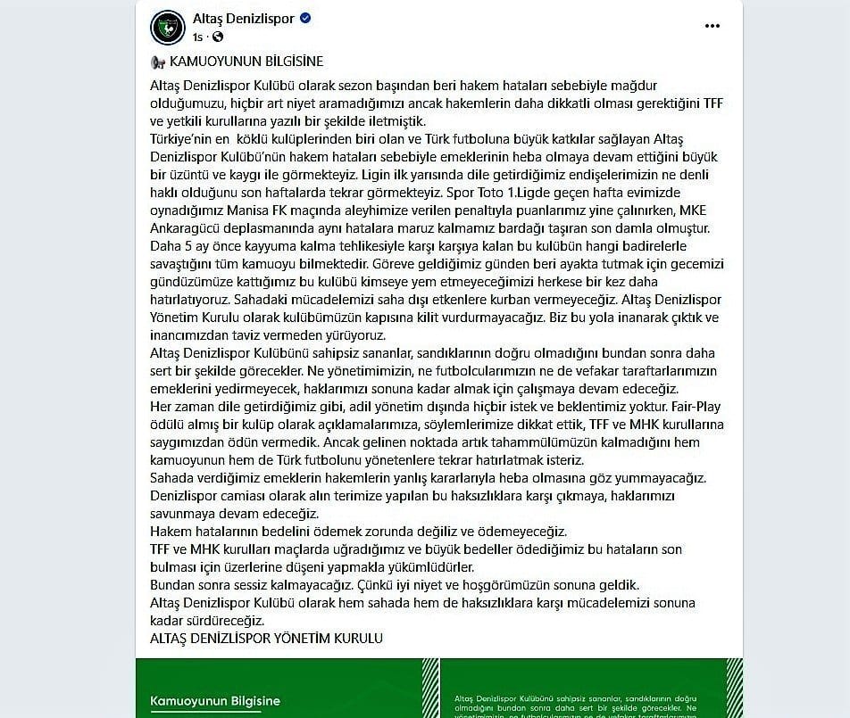 Denizlispor Yönetiminden Sert Tepki…