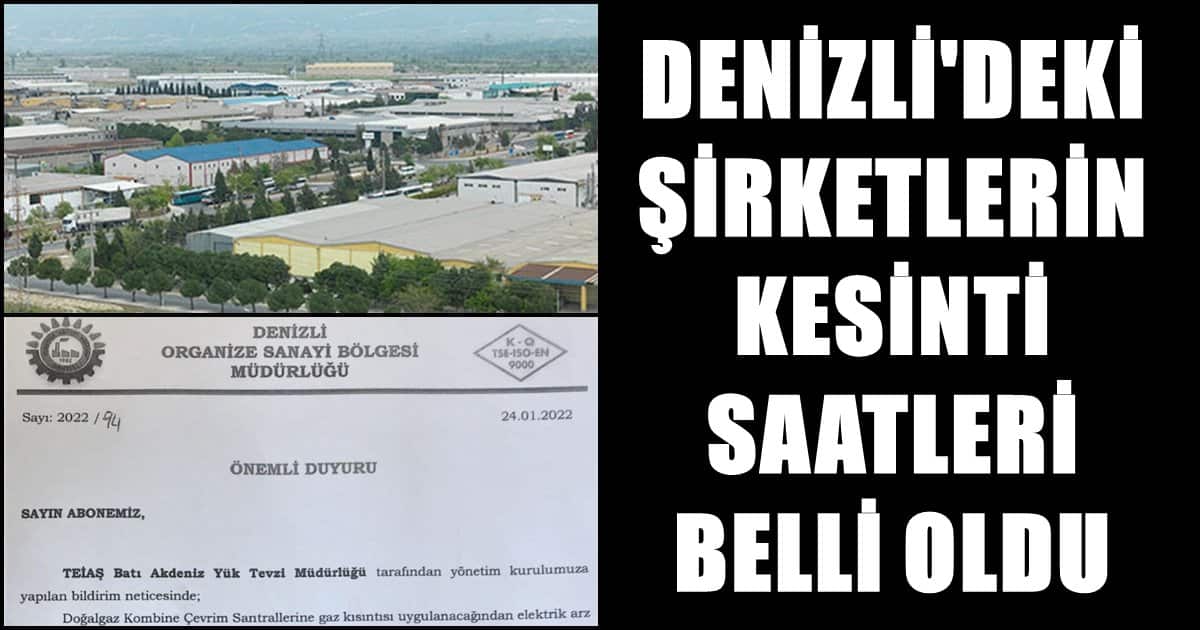 Denizli OSB de Şirketlere Kesinti Yazısını Ulaştırdı…