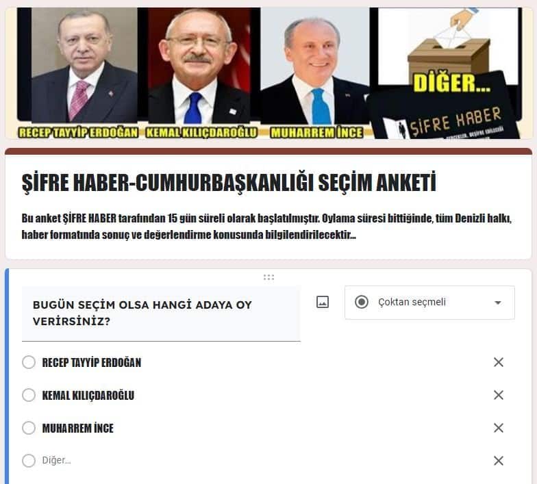 ŞİFRE HABER’in 1. Seçim Anketi Oylaması Tamamlandı…