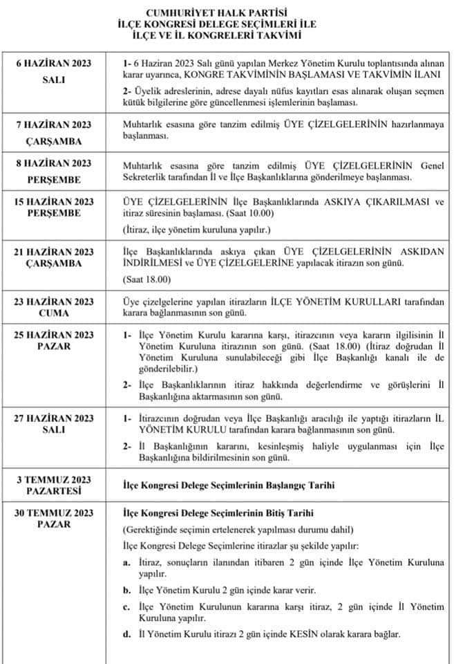 İşte CHP'nin Gün Gün Kongre Seçim Süreci...