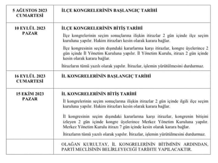 İşte CHP'nin Gün Gün Kongre Seçim Süreci...