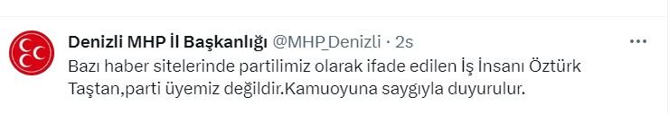 Aldığı İhale Tartışılan Denizlili İş İnsanı Taştan’ın, MHP ile İlişkisinin Kalmadığı Açıklandı…