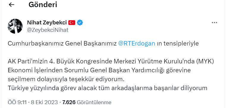 Zeybekci, AK Parti'nin Ekonomiden Sorumlu Genel Başkan Yardımcısı Oldu...