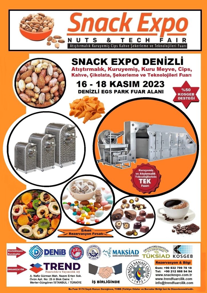 Denizli Snack Expo Fuarı, 16 Kasımda EGS Park Fuar Alanı’nda Açılacak...