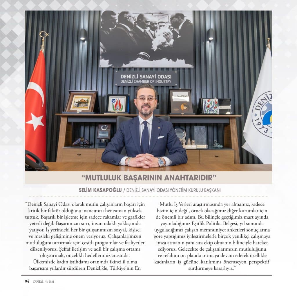 Denizli Sanayi Odası Türkiye'nin "En Mutlu İş Yerleri" Listesinde…