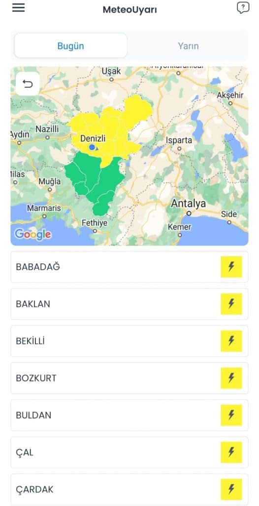 Meteoroloji, Denizli'nin 7 İlçesi İçin 'Sarı' Alarm Verdi...