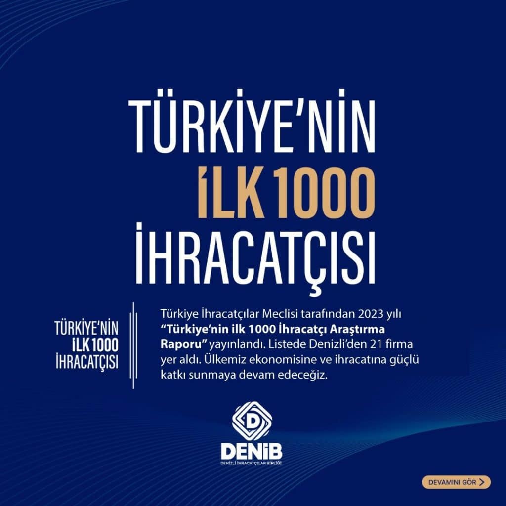 Denizli'den 18 Firma, İlk 1000 Firma Arasında Yer Aldı...