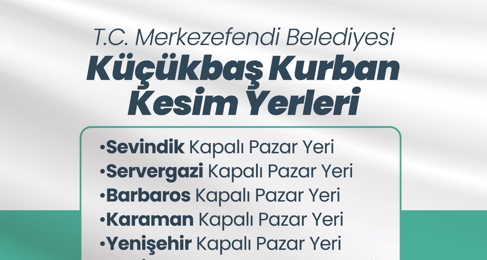 Merkezefendi Belediyesi Kurban Kesim Yerleri Belirlendi…