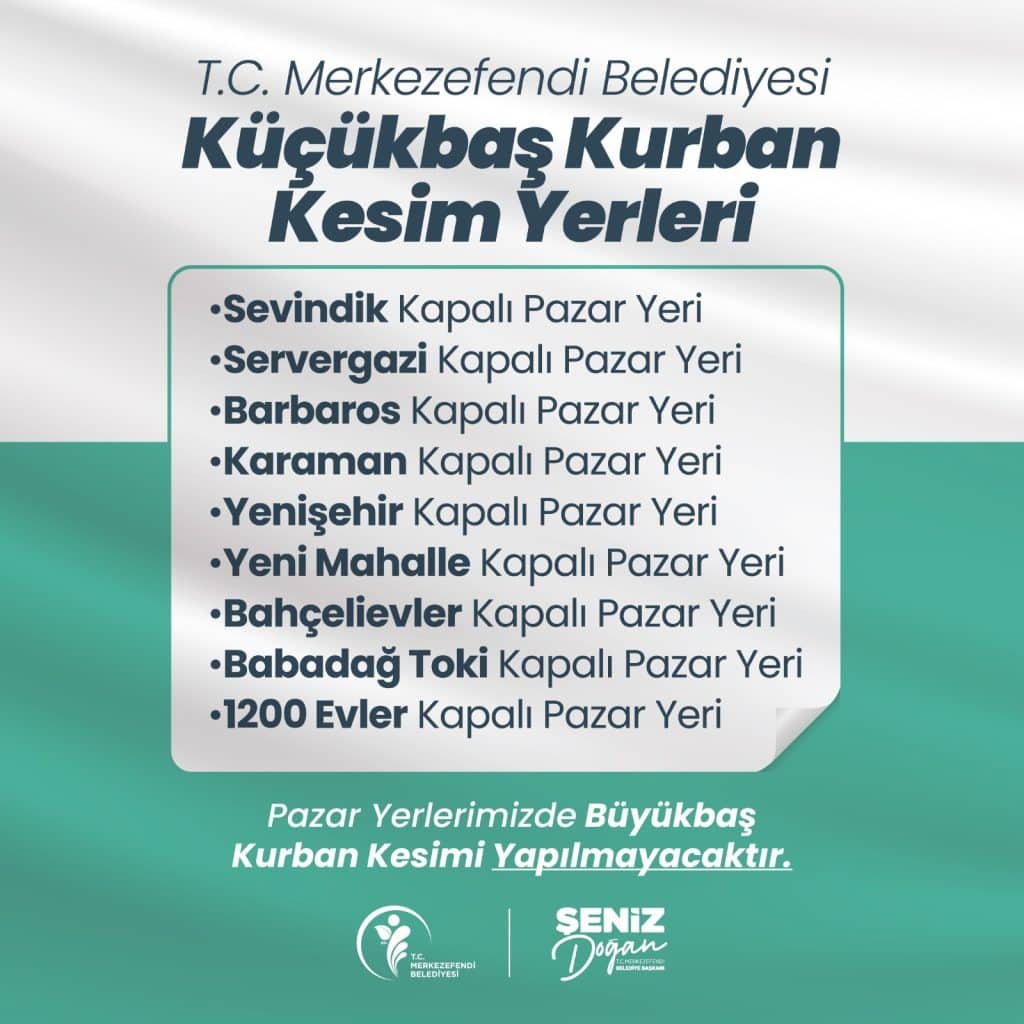 Merkezefendi Belediyesi Kurban Kesim Yerleri Belirlendi...