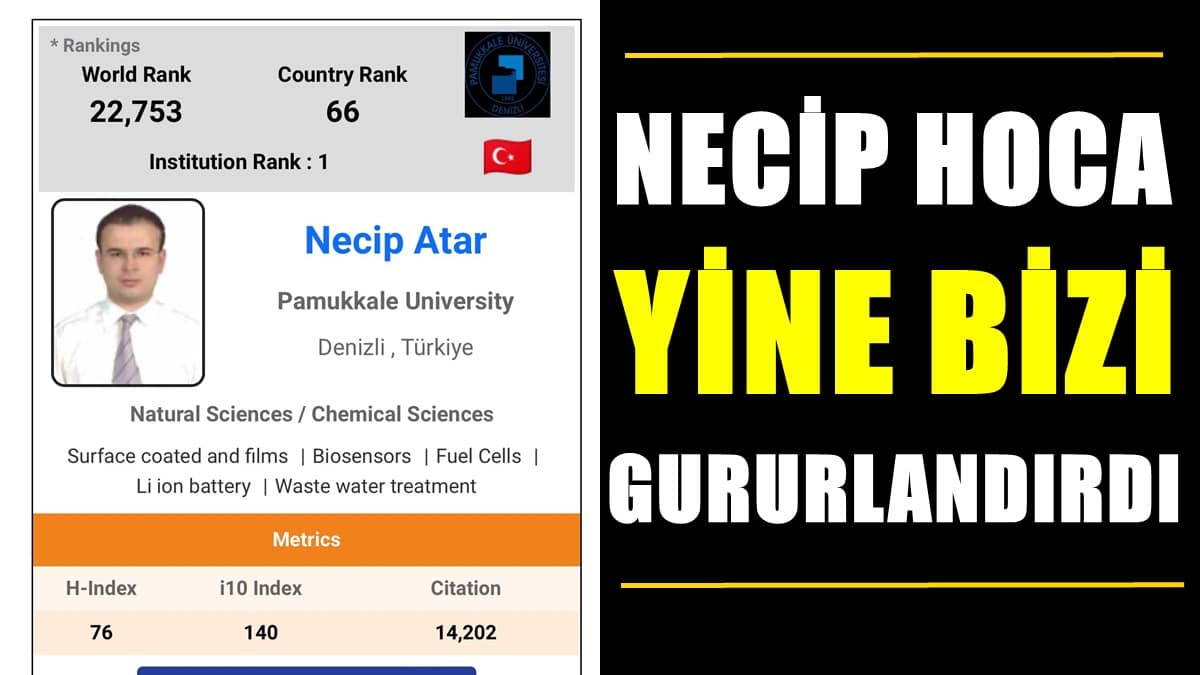 PAÜ’lü Prof. Dr. Necip Atar, Başarılarını Taçlandırmaya Devam ediyor…