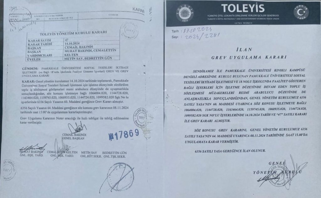 TOLEYİS Sendikası Pamukkale’de Grev İlan Etti... 