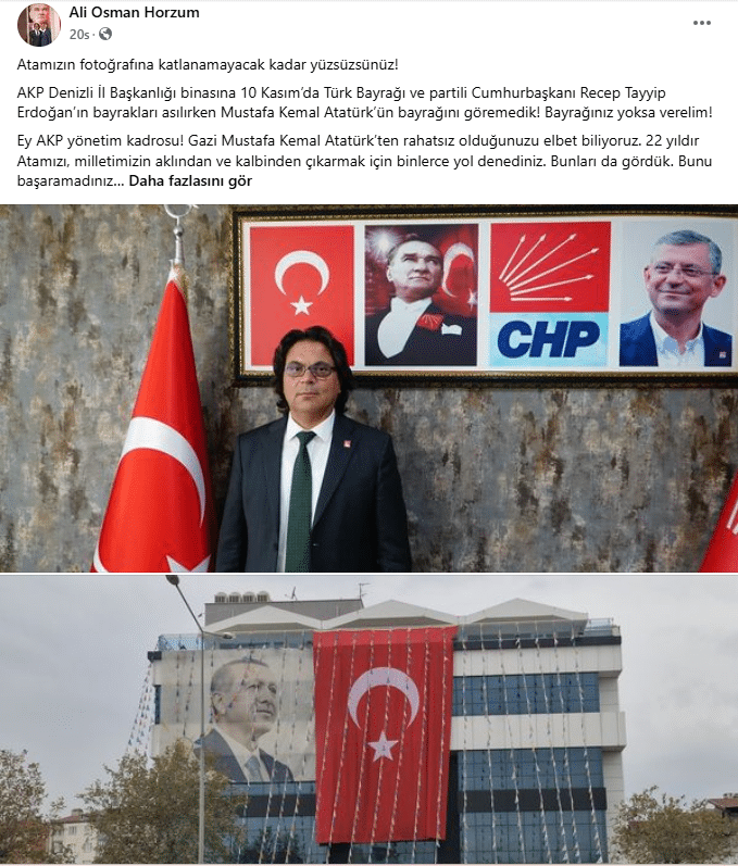 Denizli’deki Atatürk Posteri Tepkilerine, AK Parti'li Başkandan, Atatürk'lü Cevap...