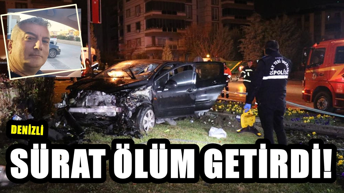 Denizli’de Anıt Duvarına Çarpan Araçta Sürücü Öldü, Arkadaşı Ağır yaralandı…
