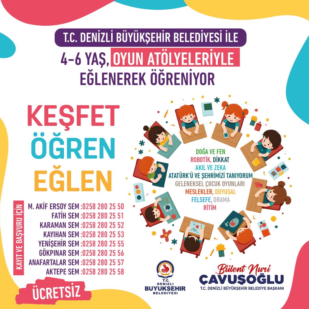Denizli Büyükşehir’den Çocuklara Ücretsiz Eğitim Atölyeleri...