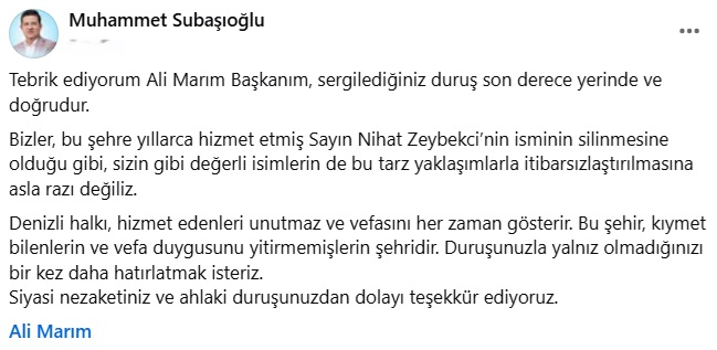 AK Parti İl Başkanı Marım’a Teşekkür Etti...