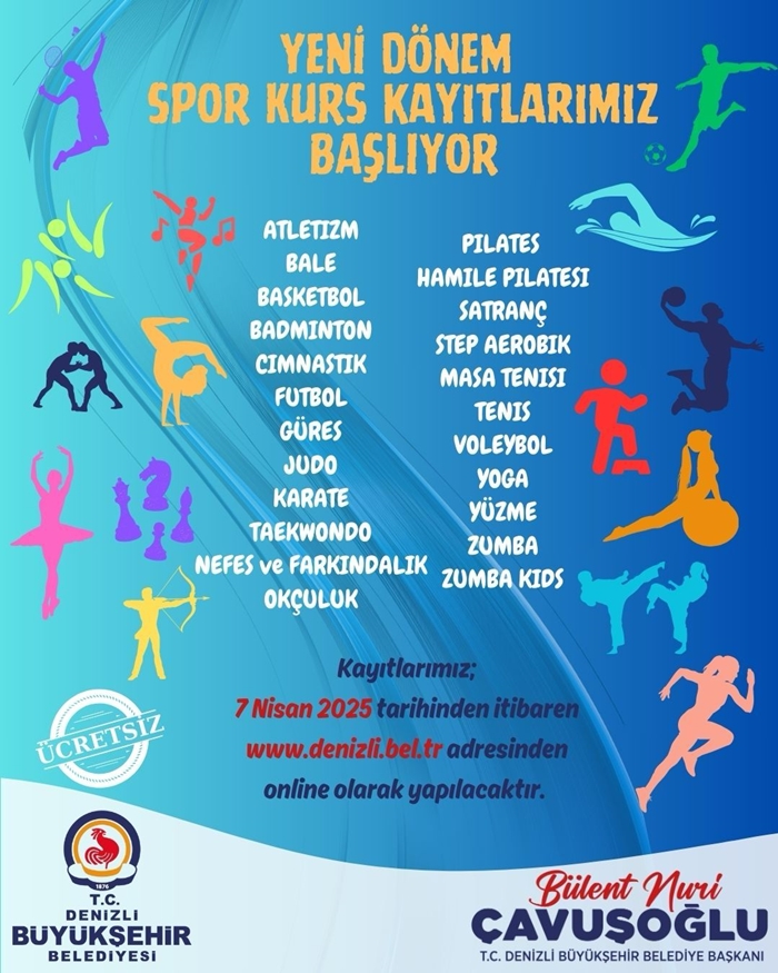 Denizli Büyükşehir’in Ücretsiz Spor Kurs Kayıtları Başlıyor... 