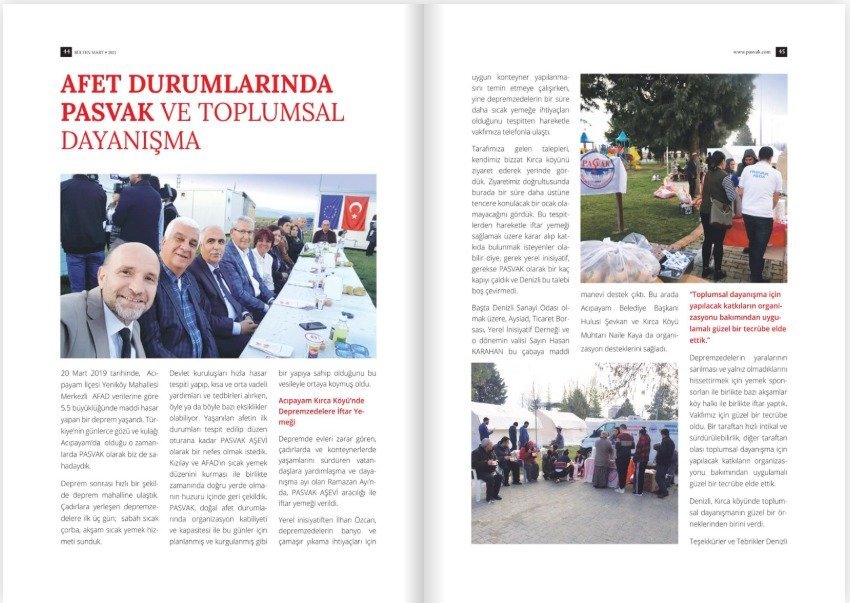 PASVAK, Afetlerde Yine İlk Anda Sahada...