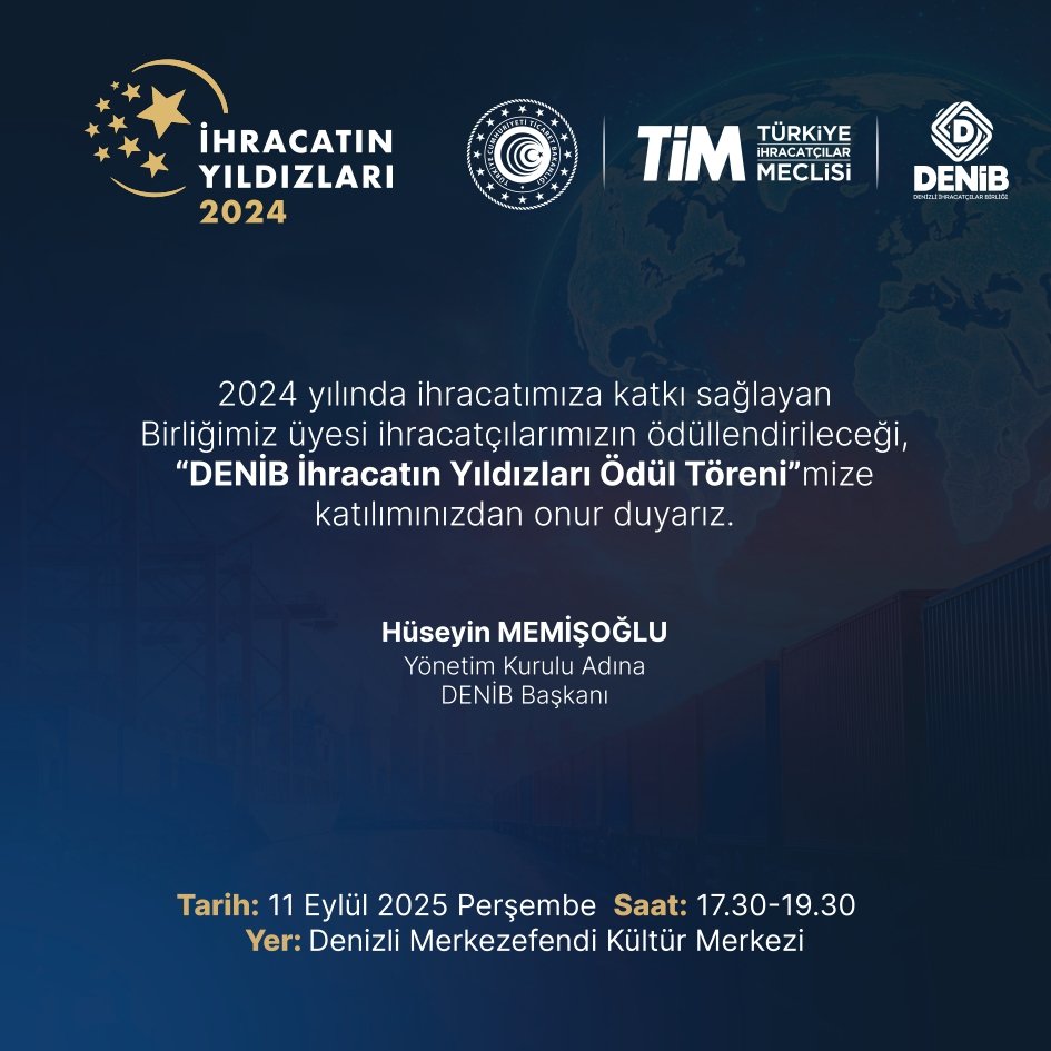 DENİB İhracatın Yıldızları Ödül Töreni 11 Eylül’de Gerçekleşiyor...