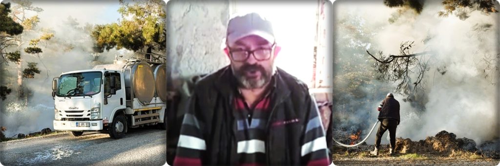 Denizli'de Alkışlanacak Olay: Orman Yangınını Hortumla Süt Sıkarak Önledi...