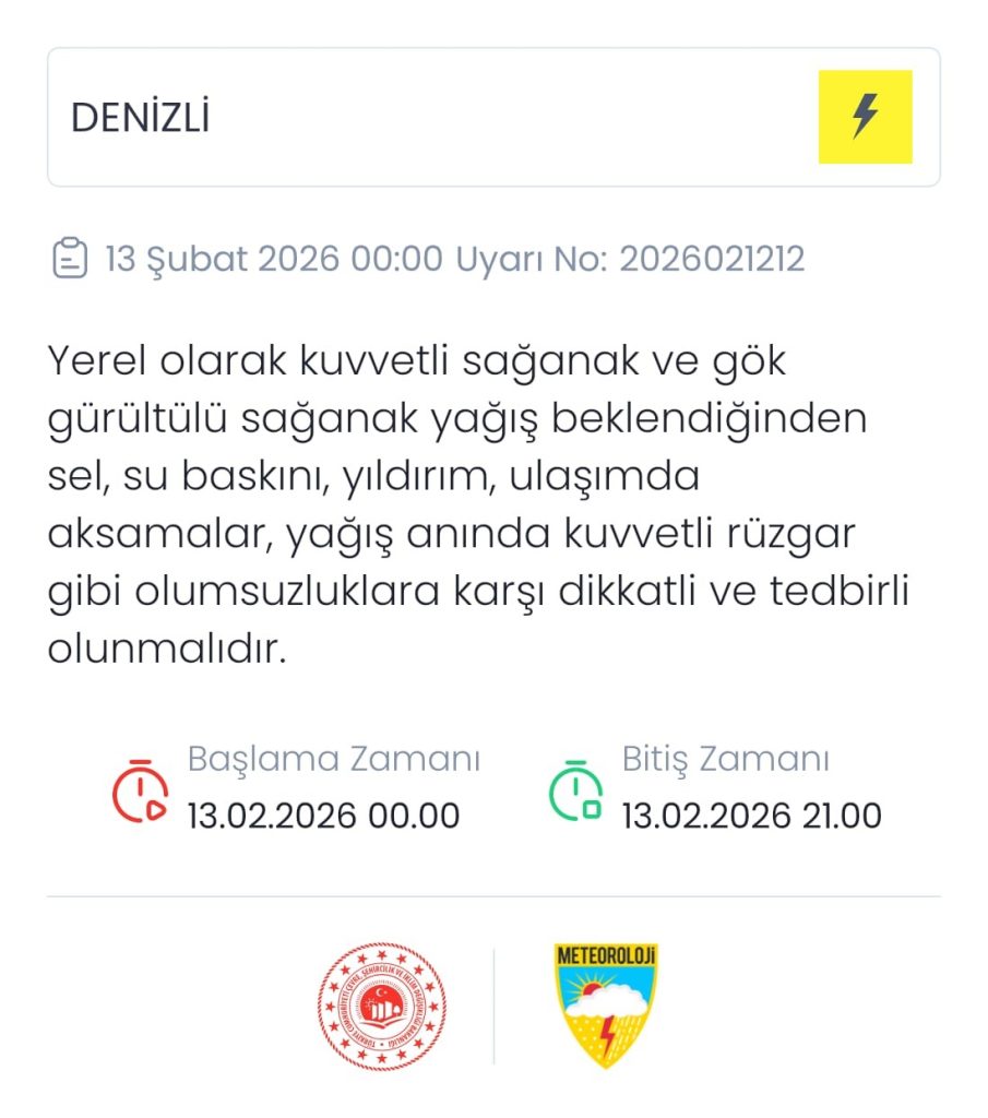 Denizli İçin Şiddetli Yağış, Dolu ve Sel Uyarısı Yapıldı...