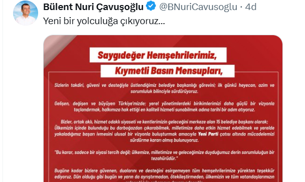 Denizli’nin Büyükşehir ve 14 İlçe Belediye Başkanı Yeni Partiye Geçme Kararı Aldı…