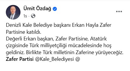 Kale Belediye Başkanı Hayla, İstifa ve Zafer Partisi'ne Katılma Haberini Yalanladı...