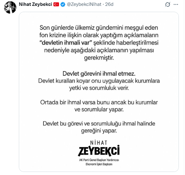 Zeybekci’den Fon Krizi Açıklaması: Ortada İhmal Varsa, Bunu Ancak Bu Kurumlar ve Sorumlular Yapar...