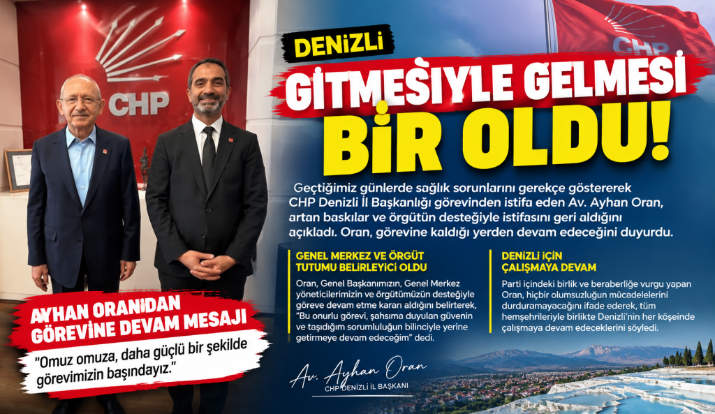 Denizli CHP İl Başkanlığından 7 Gün Önce İstifa Etmişti...